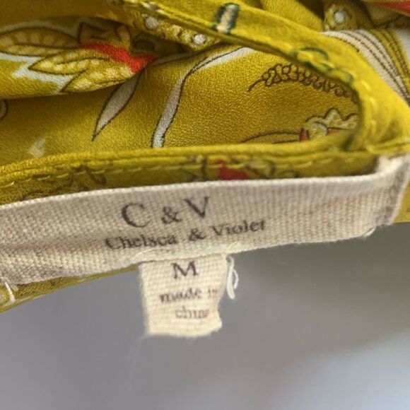 C & V Chelsea & Violet Size Medium Square Neck Green Red Shorts Tue Back Romper - Picture 10 of 12